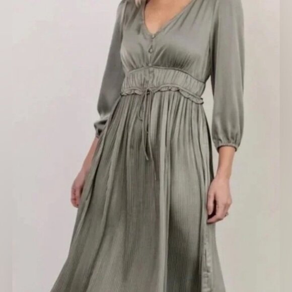 Gabriella Satin Midi Dress | Eucalyptus - XL - Picture 1 of 3